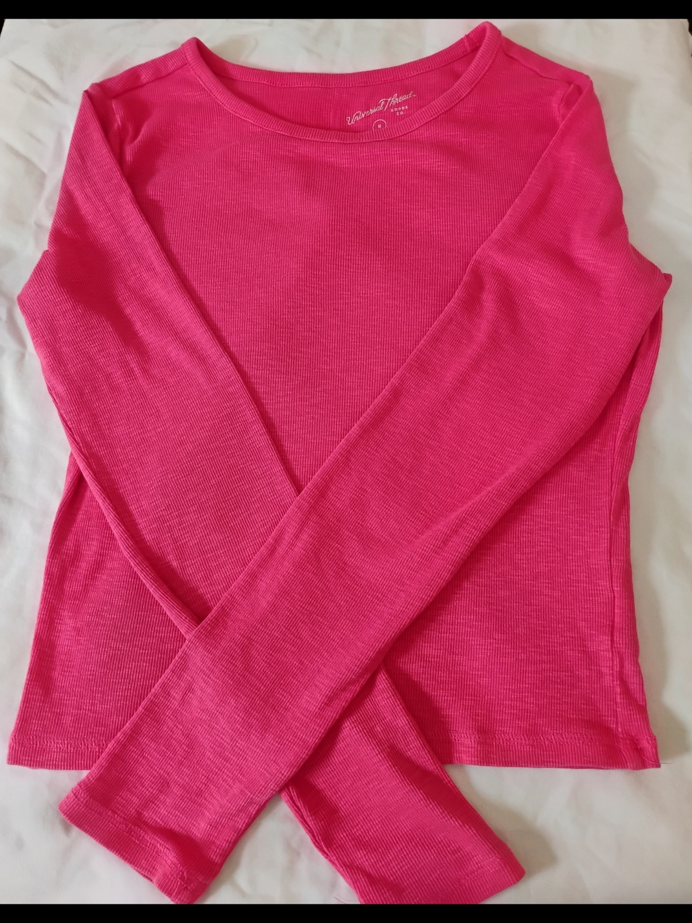 Universal Thread Hot Pink Ribbed Long-Sleeve Top